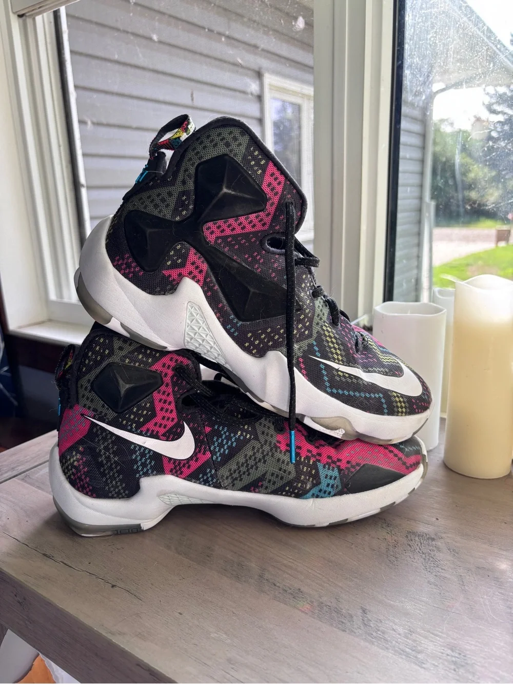 Nike Kids Black and Neon Basketball Sneakers. Only used one season.